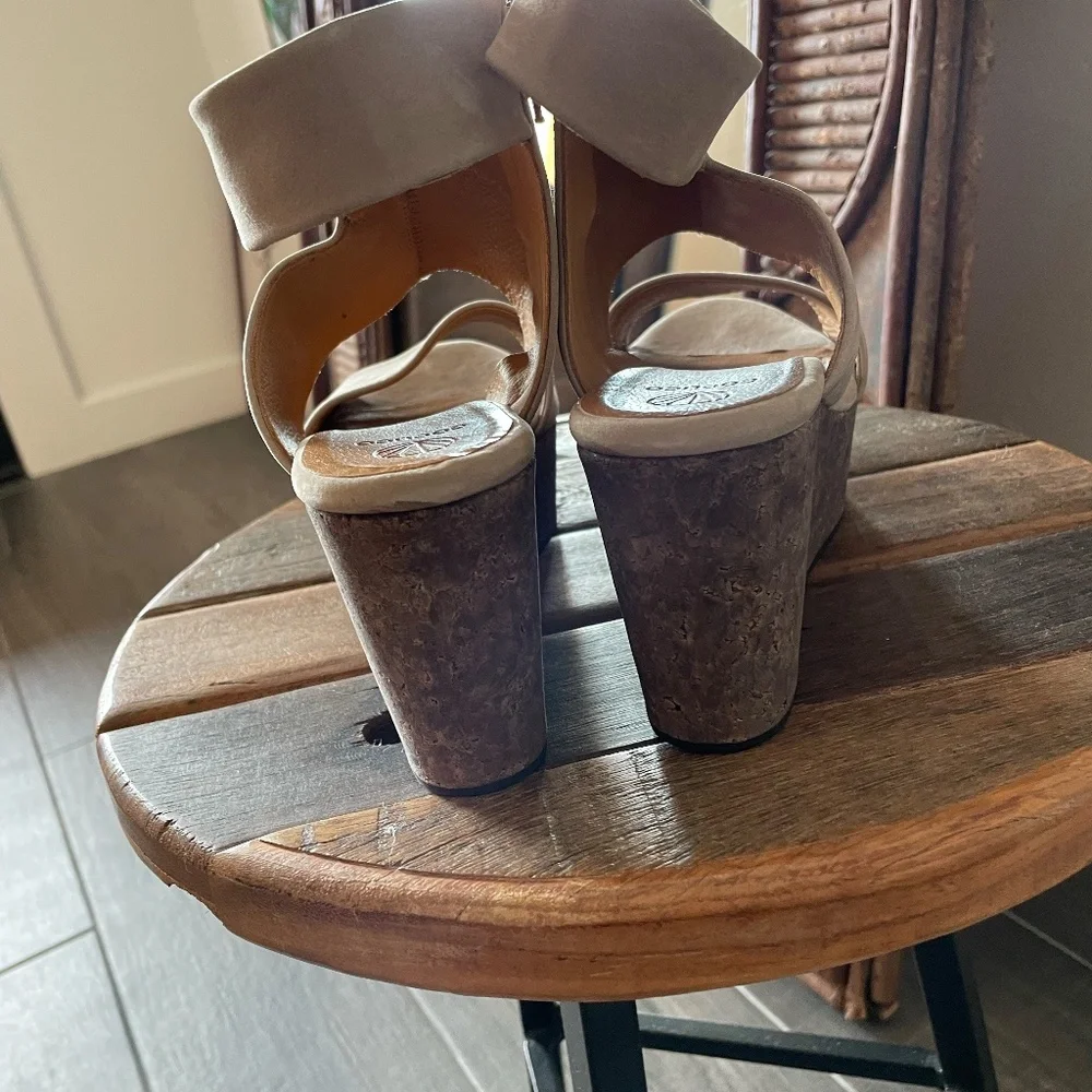 COCLICO Taupe Suede Platform Sandals with Ankle Zip